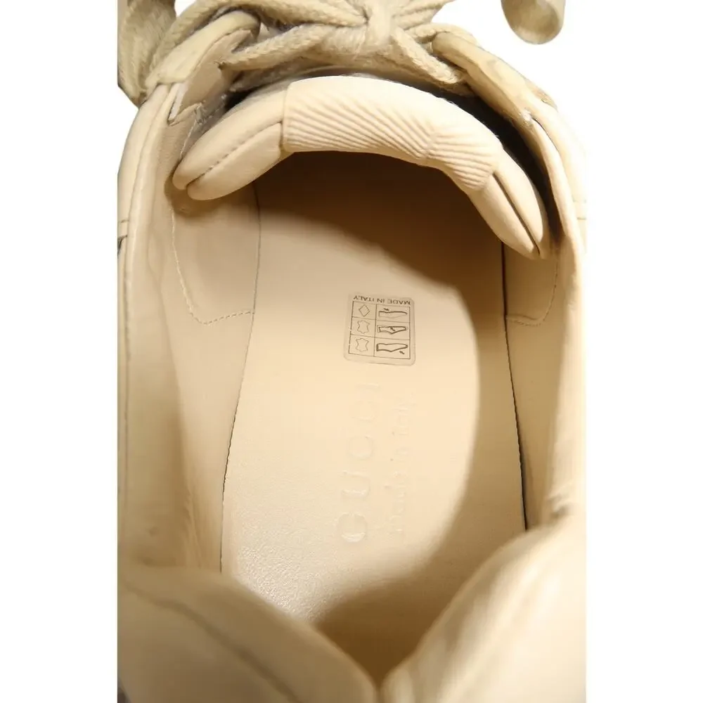 Gucci Rhyton Ivory Leather Mouth Print Lace-Up Sneakers Men's Size 5.5 US 6.5